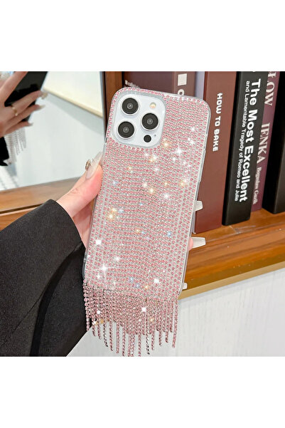 Choice24 Pink iPhone16Pro Flash Diamond Tassels Glitter Phone Case For iPhone...