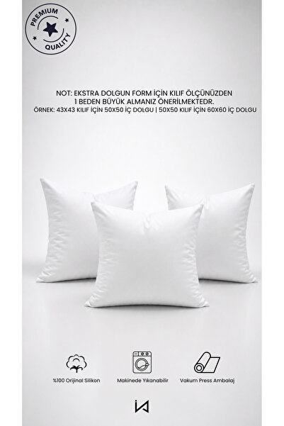 İz Home 6 Adet Premium Ultra Dolgun Kare Kırlent İç Yastık Seti | Orijinal Silikon Dolgu | Koltuk Köşe Yastık | Vakum Ambalajlı | Yıkanabilir
