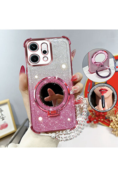 Choice7 Reno14 F 5G Case & Strap Black Glitter Four-Corner Shockproof Phone C...