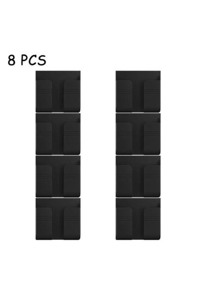 Choice5 8PCS-Black 4pcs Wall Mount Phone Holder Black White Punch Free Wall C...