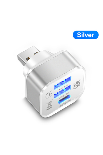 choice2 White Mini USB Hub Adapter 3-Port USB Splitter Extender Computer Acce...