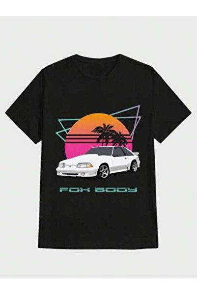 4CR تي شيرت Retrowave Fox Body Mustang 5.0 بأكمام قصيرة للجنسين، تي شيرت كاجو...