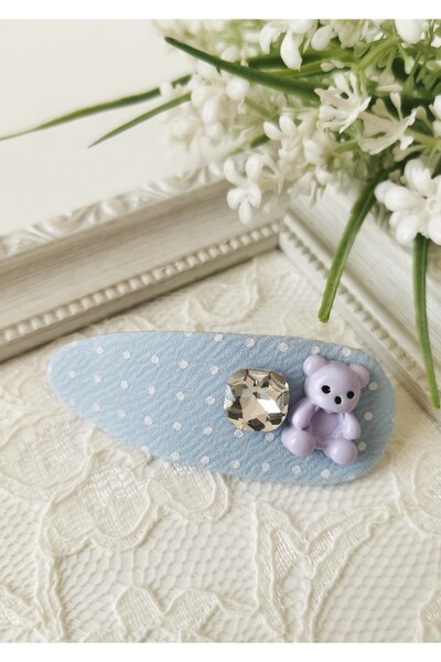 Halley Concept Blue Polka Dot Teddy Bear Figured Fabric Snap Children's Buckl...