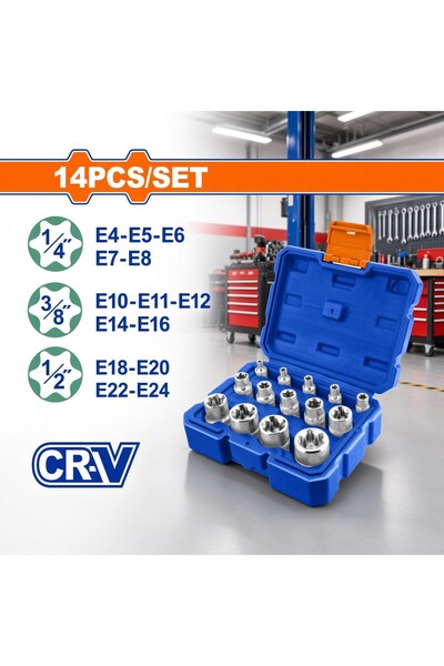 WADFOW Wst3D14 Star Socket Set 14 Pieces