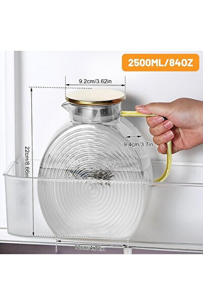 FIRE KING PANDA Borosilikat Cam Şeffaf Salyangoz Desenli Sürahi 2500 Ml Buzdo...