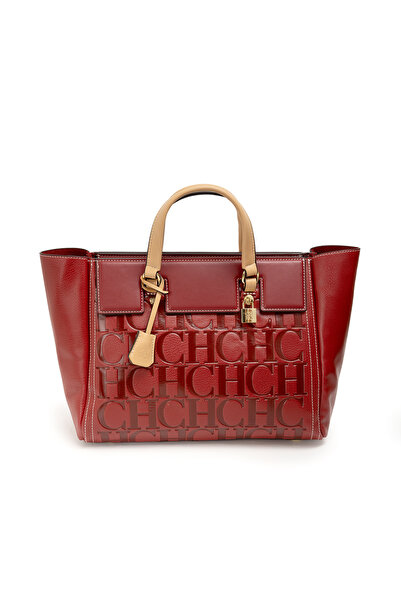 Carolina Herrera CHHC Women Embossed Monogram Tote Bag Large Capacity PU Leat...