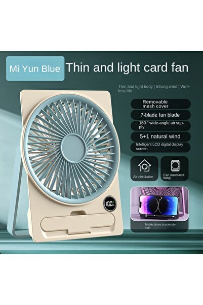 Choice Blue Ultra Thin Mini Fan USB Rechargeable Card Fan LCD Digital Display...