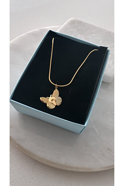 ÇELİK GOLD RENK KELEBEK MODEL KOLYE