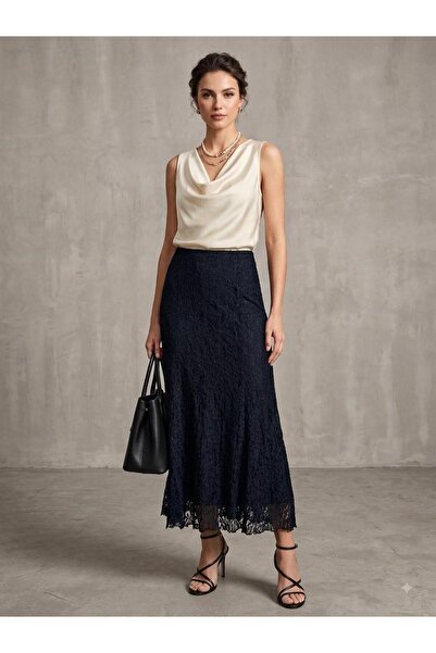 Volans Moda İkoll 0037227 Women's Asymmetrical Cut Lace Skirt