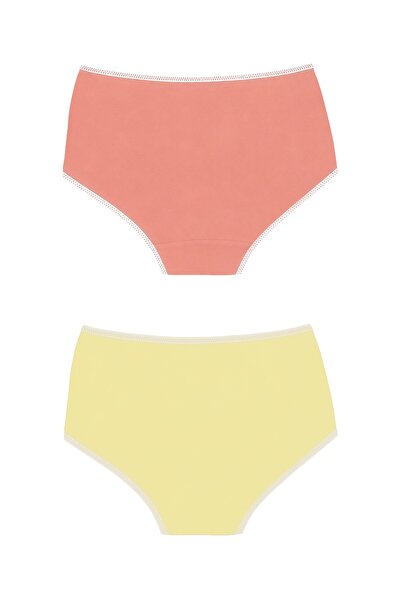 OrganicKid Ease Kadın Gülkurusu-Sarı Yüksek Bel Slip Külot 2'li Set