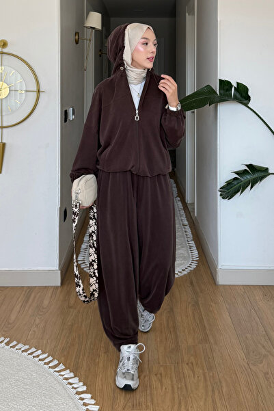 Tesettür Diyarı Suilo Pike Original Modal Fabric Hooded Zippered Sports Hijab...