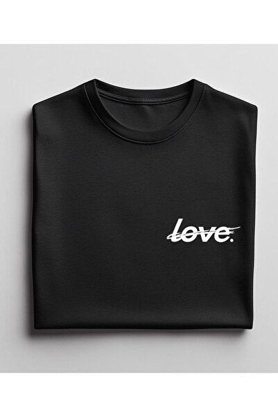 ASELİNDA Love Printed Round Neck Short Sleeve Cotton T-Shirt