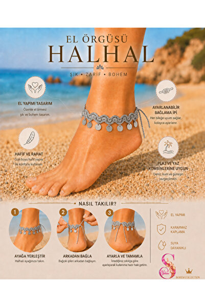 YSHINE Premium El Örgüsü Barefoot Halhal Bohem Plaj Ayak Aksesuarı