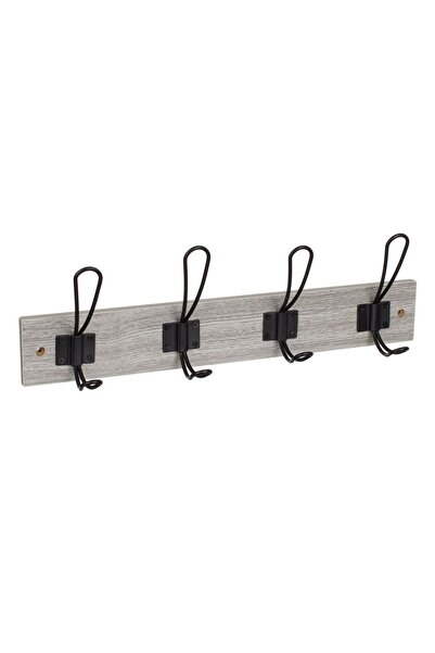 Zâna Casei Umeraș din lemn de pin gri cu 4 cârlige 45x7x1.2cm