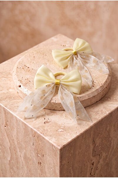 Katia&Bony Girl's Heart Bow 2-Piece Rubber Buckle Yellow