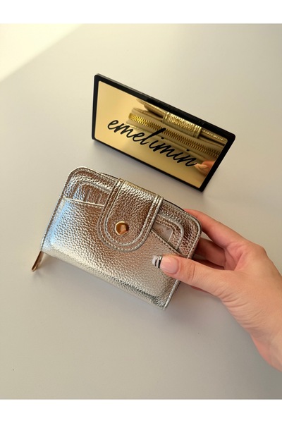emelimin Women's Silver Wallet with Removable Card Holder and Snap Closure, M...