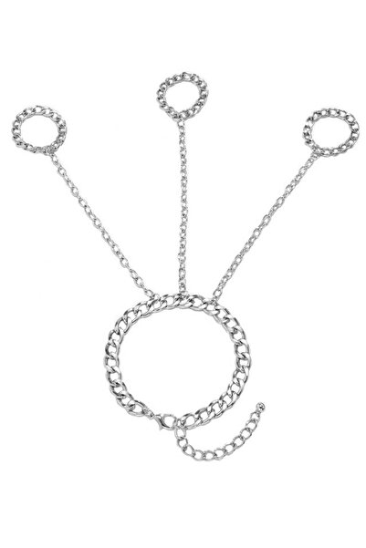 VeeShop Punk bracelet with three finger rings made only of chains