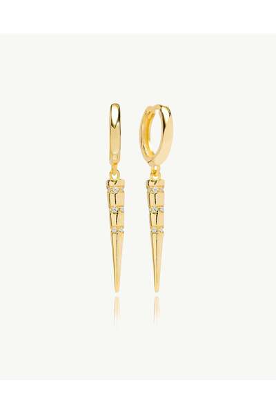 Stemma Jewelry Cercei Spike Drop din Argint 925, cu Zirconiu, Placat cu Aur