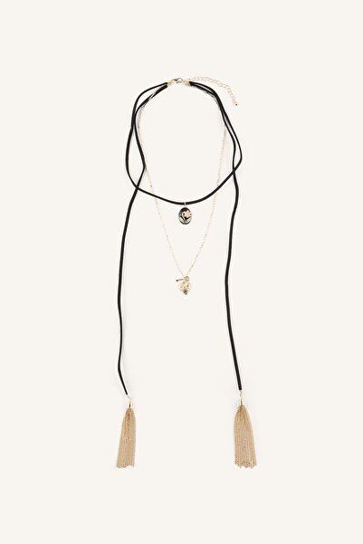 DeFacto Women's Medallion and Tassel Detailed 3-Piece Necklace I4292Axns