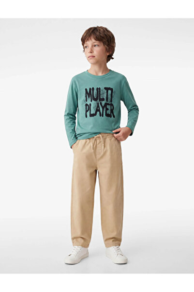 Koton Beli Lace-Up Cotton Balloon Form Pants