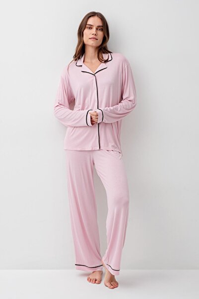 Artış Costum de pijama moale din viscoză elastică Lycra, cu mâneci lungi și n...