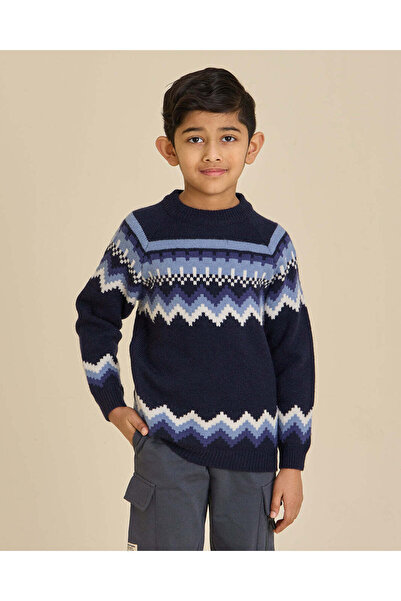 REDTAG Boys Navy Crew Neck Sweater