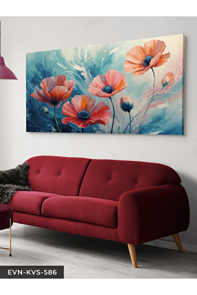 Evinemoda Oil Painting Lookalike Red Flower Single Piece Canvas - Canvas Art ...