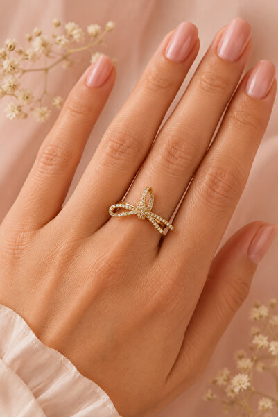 Sacce Scarves&Accessories Adjustable Bow Ring with Zircon Stone