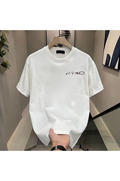 Vordevia Battery Low Printed Cotton Oversize T-Shirt
