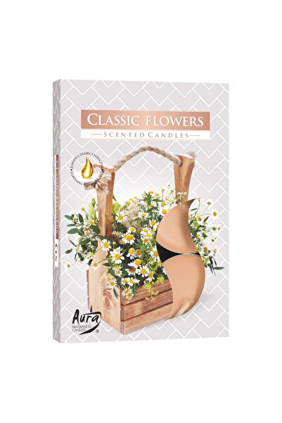 LCA Set 3 x 6 Lumanari Pastila, Flori Clasice, 4 Ore