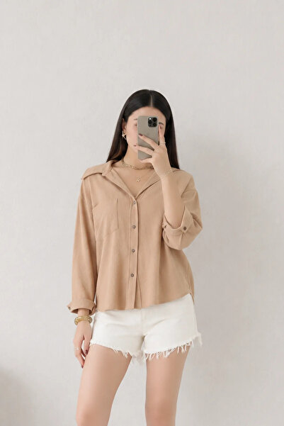 BELENDİR Ayrobin Women's Shirt with Pockets Biscuit
