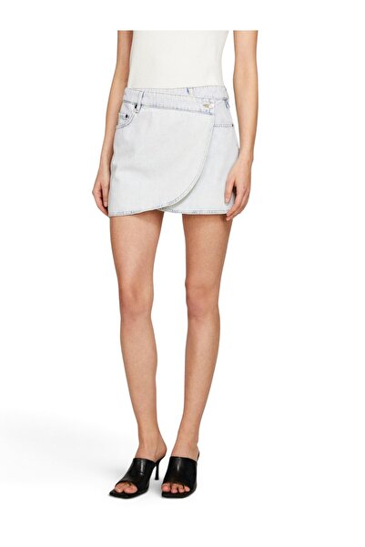Sisley %100 Pamuk Düşük Bel Mini Denim Anvelop Etek Kadın Siyah Mix Etek - 324P4PJEL0020