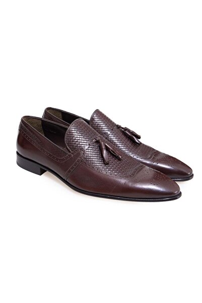 FRANCO CALVANI Brown Laceless Genuine Leather Leather Sole Men's Shoes