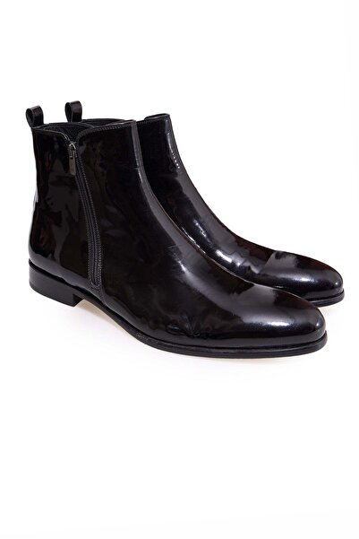 FRANCO CALVANI Black Color Laceless Genuine Leather Men's Boots