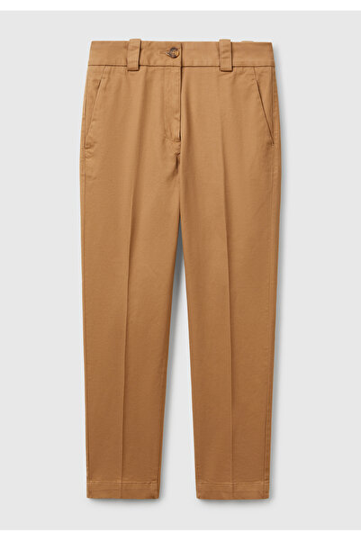 United Colors of Benetton Women's Light Brown Cotton Blend Straight-Leg Trous...
