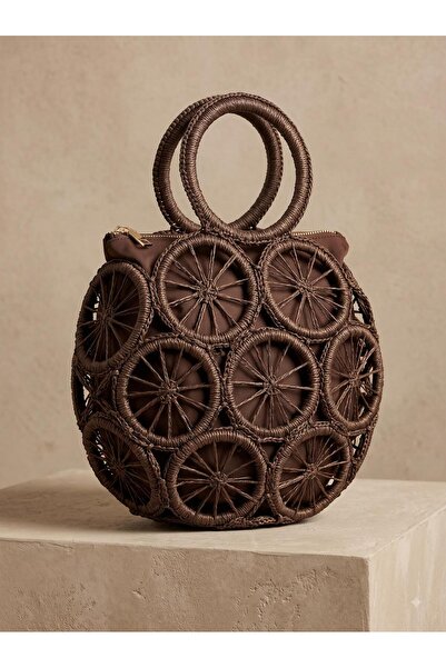 Generic Brand Coffee Straw Bag with Ring Detail 36X30 Cnt005