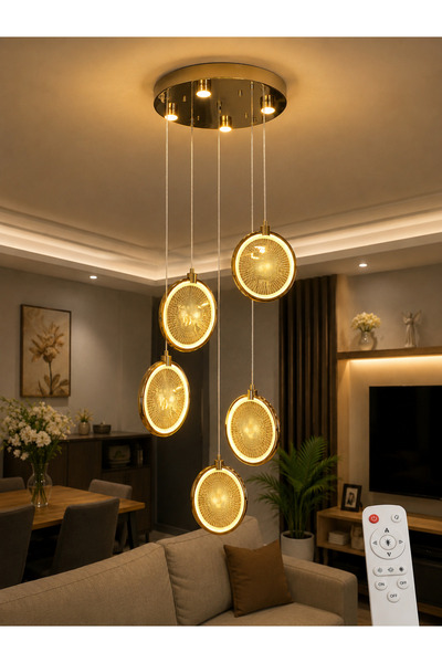Luna Ring 5’li LED Avize (Kumandalı)
