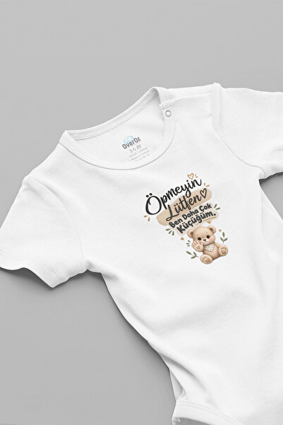 Overoz Don'T Kiss Me Please Teddy Bear Printed Baby Bodysuit Boy Girl Baby Bo...