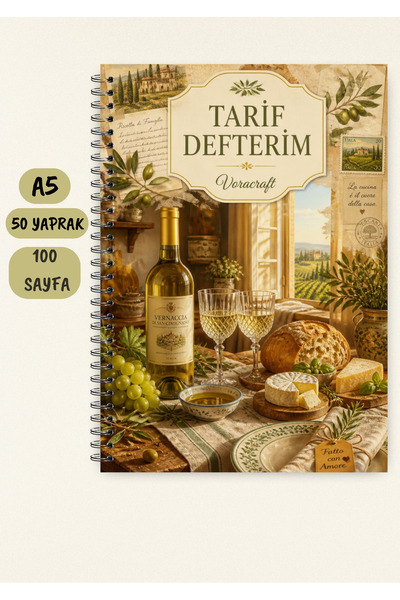 VORACRAFT Cooking Recipe Book, 50 Sheets / 100 Pages, A5 / Wire Spiral Trf0054