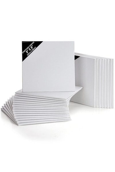 KURTZY Set de 24 de pânze pentru pictură, 20x20cm, bumbac, 3mm, albe