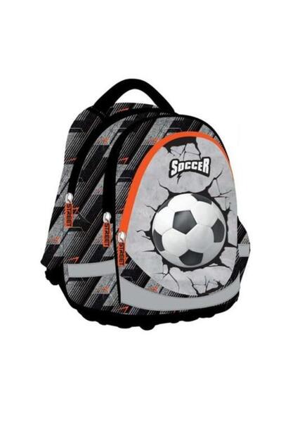 NO BRAND Rucsac școlar cu trei compartimente, gri fotbal