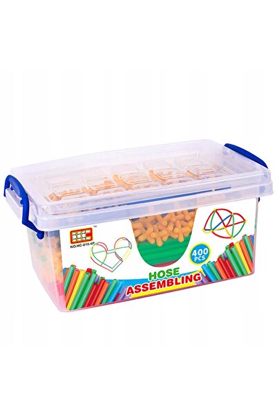 Askato Set de blocuri de construcție, paie, bețe, tuburi, 400 de piese, cutie...