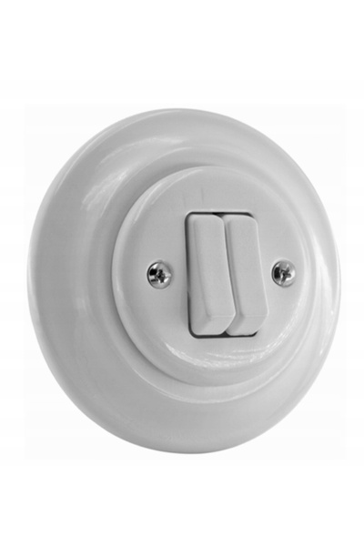 NO BRAND Întrerupător ceramic dublu retro încastrat alb