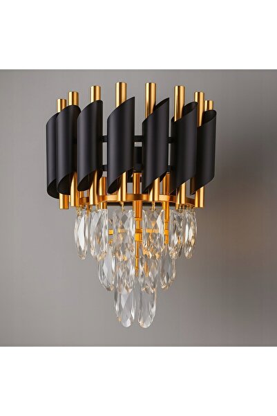 NO BRAND Aplică de perete Glamour cu cristale CRISTAL 2xE14 auriu-negru ML2412