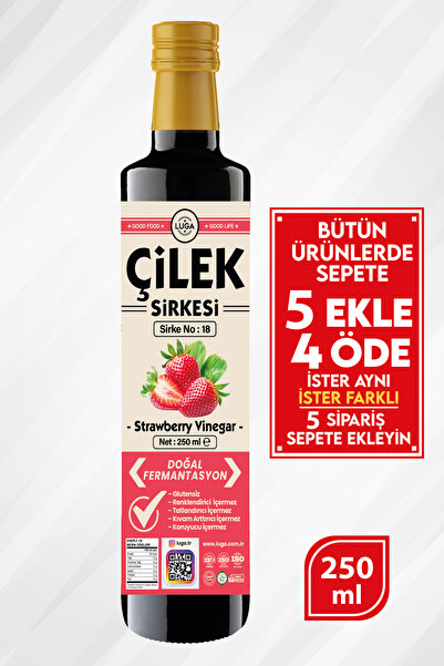 Luga Çilek Sirkesi - % Doğal Fermantasyon, Katkısız, Koruyucusuz, Glutensiz, ...