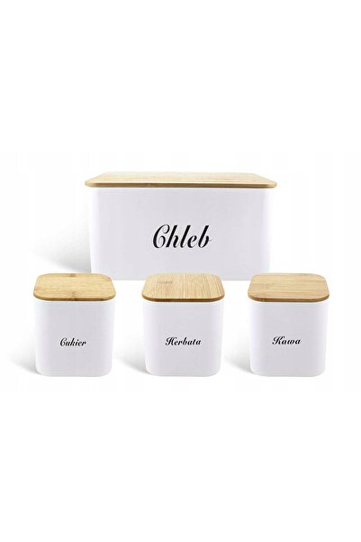 NO BRAND Set de recipiente Chlebak Edenberg pentru cafea, ceai și zahăr - Alb