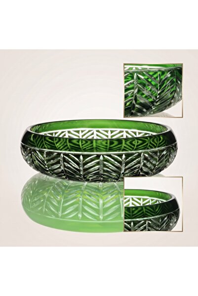 AKDEN STORE Crystal Cut Handcrafted Premium Glass Bowl - Presentation Bowl 28cm