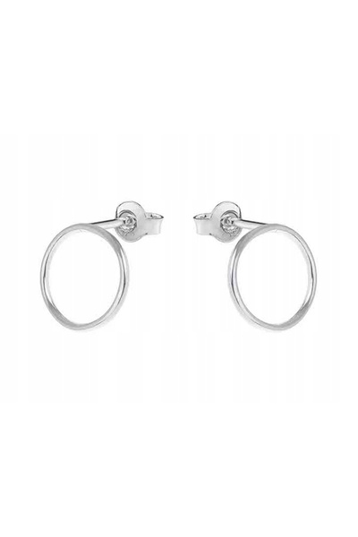 NO BRAND Cercei cerc argintii de 14mm pentru femei, rotunzi, din argint 925, ...