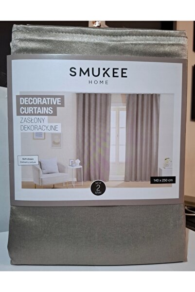 NO BRAND Perdele DECORATIVE Smukee HOME cu bandă adezivă, gri, set de 2 bucăți