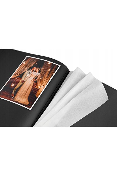 NO BRAND Album foto pentru lipit, cu 100 de pagini negre, cu ornament arginti...